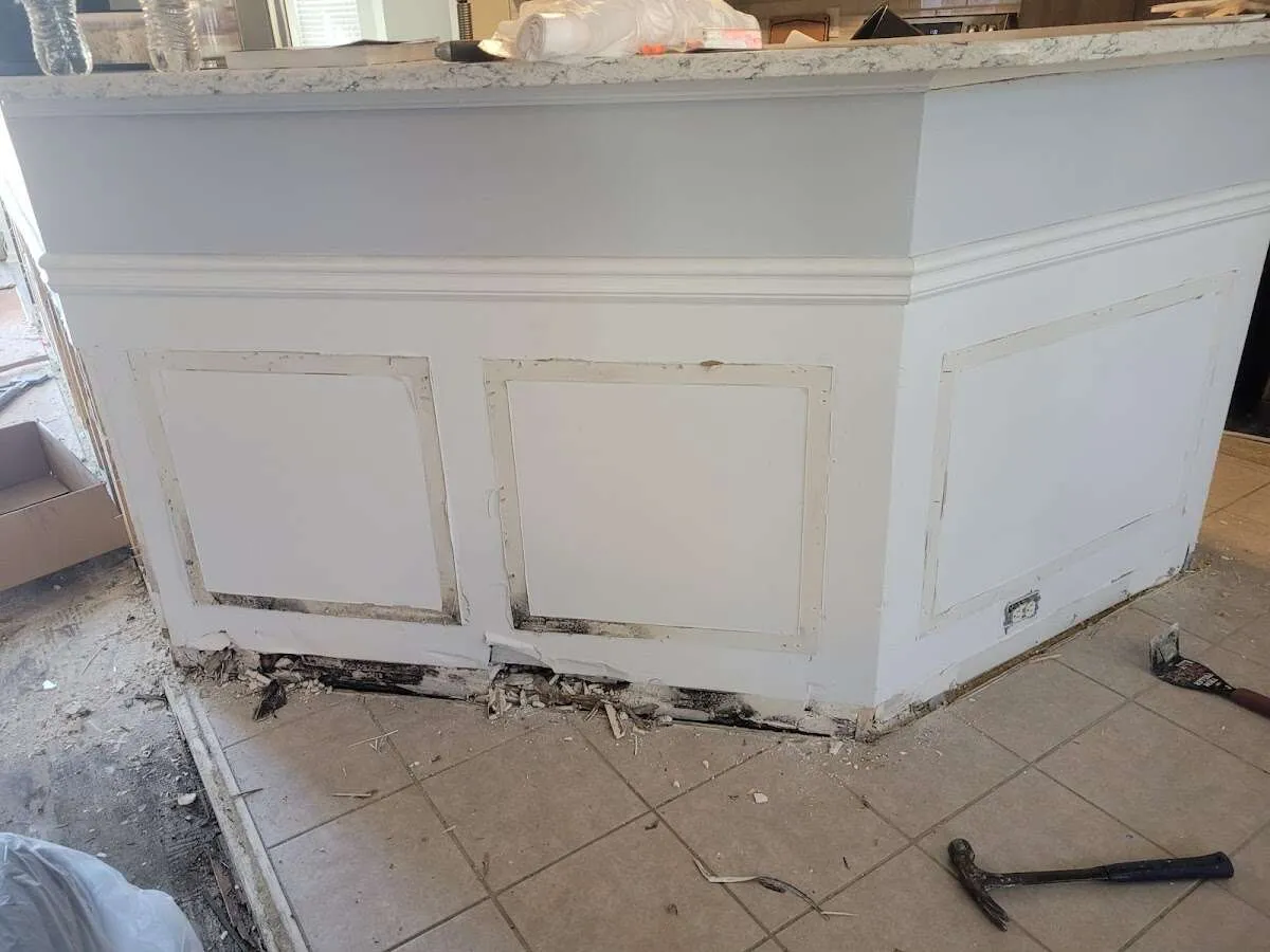 Water damage and mold on kitchen during Mold Inspection & Testing in Ashwaubenon